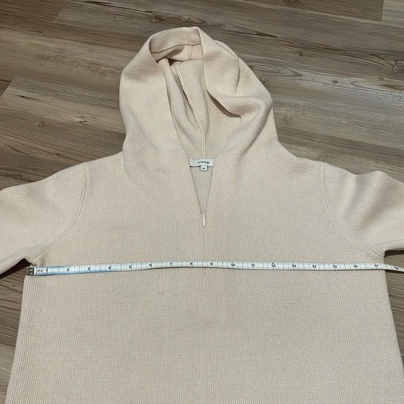 Vince Quarter zip Hooded Cashmere Wool Sweater Cream Women’s XS Designer Luxury - Picture 6 of 12